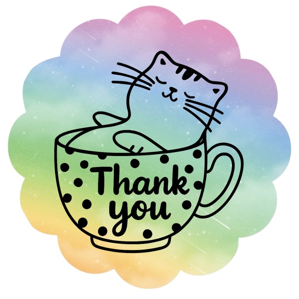 Thank You Cat Stickers Labels Boutique Packaging Thank You Seals - Picture 14 of 14